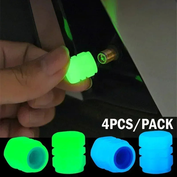 4-Pcs Luminous Valve Caps for Car, Motorcycle & Bicycle Wheel