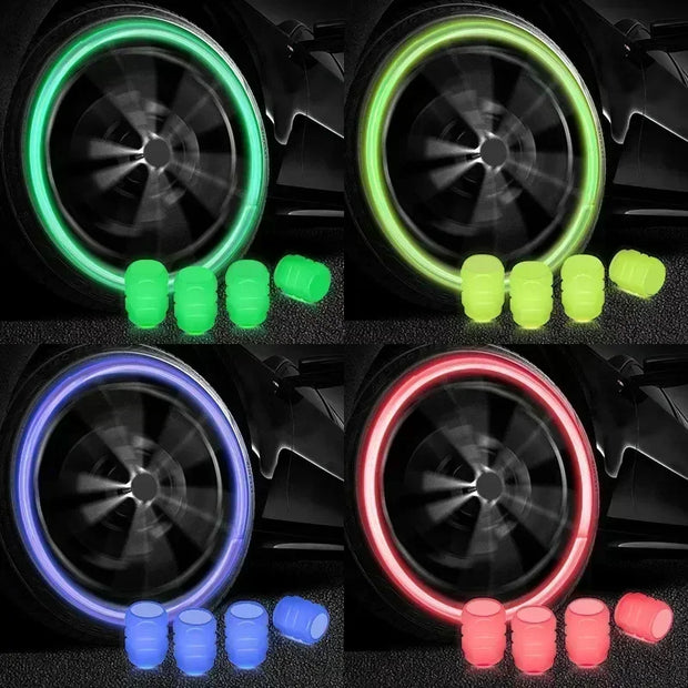 4-Pcs Luminous Valve Caps for Car, Motorcycle & Bicycle Wheel